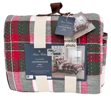 BROOKS BROTHERS Cotton Slub Quilt GREEN RED & WHITE PLAID (Full / Queen) New Tag