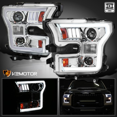 #ad Fits 2015 2017 Ford F150 Projector Headlights LED Strip Tube Lamps LeftRight $297.40