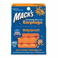 Mack's Kids Earplug Soft Moldable Silicone Putty Safe Waterproof 6 Pair 6 Pack