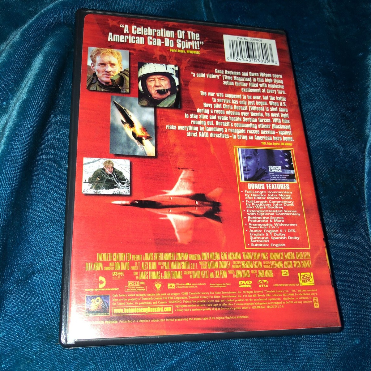 BEHIND ENEMY LINES DVD OWEN WILSON GENE HACKMAN WAR BOSNIA