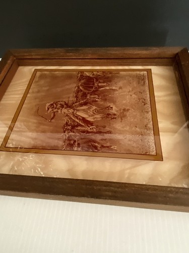 Vtg Lucid Lines Frederick Remington Old West Western Photo Art Glass 1974 Framed - Picture 13 of 24