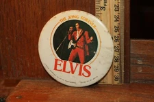 Vintage 1977 Pinback Button ELVIS The King Forever 