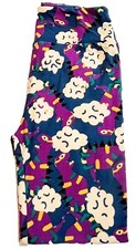 LuLaRoe Purple Dinosaur Legging One Size O/S Blue Background NWOT