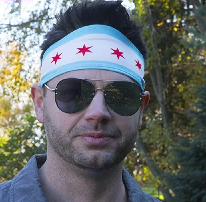 Diadema deportiva elástica antideslizante con bandera de Chicago internacional para hombre y mujer Foto 4 de 4