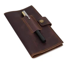  Leather Cheque Book Cover Checkbook Holder Check Book Wallet Check Book Cove...