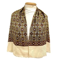 UNBRANDED PAISLEY BOHEMIAN BEIGE RECTANGLE ACETATE scarf38/22  in #A48