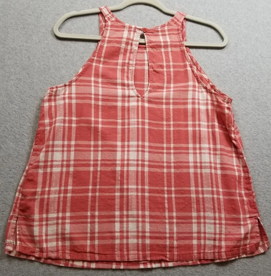 Blusa sin mangas Old Navy para mujer pequeña S rosa blanca a cuadros ligera Foto 3 de 4