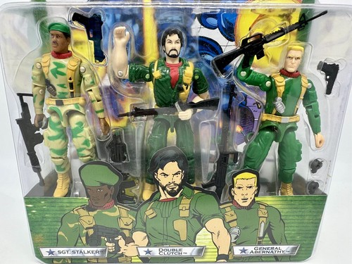 GI Joe SGT STALKER, DOUBLE CLUTCH, GENERAL ABERNATHY with Comic Book Hasbro 2004 - Picture 10 of 23