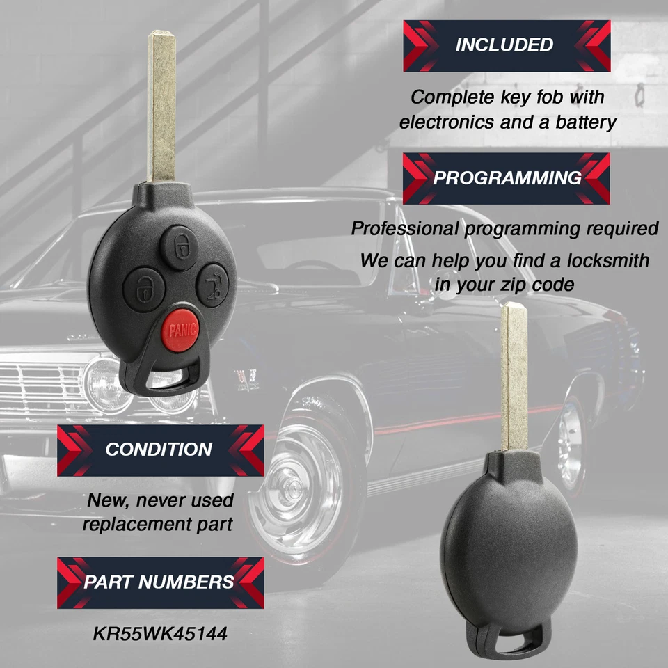 2 Key Fob for 2010 2011 2012 2013 2014 2015 2016 Smart Fortwo (KR55WK45144) - Image 4 of 4