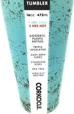 Corkcicle Tumbler *9 hrs Cold/3 hrs Hot* 16oz./475ml (BALI BLUE) New 