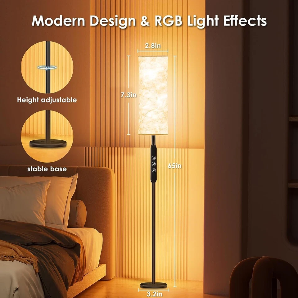 65" Dimmable Floor Lamps Floor Lamps With Remote Color Change Standing LED Light - Image 2 of 4