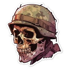 Army Skull Camo Helmet, Vinyl Decal Sticker, Indoor Outdoor, 3 Sizes, #9104