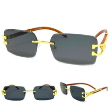 Men's CLASSY Elegant Sophisticated Modern Retro SUN GLASSES Rimless Gold Frame