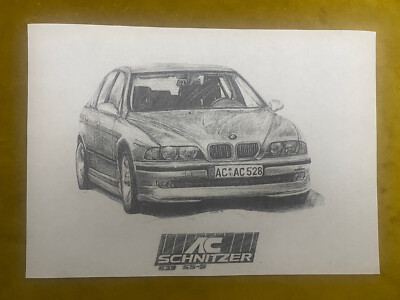 BMW E39 AC SCHNITZER S5 A5 INK DRAWING PRINT