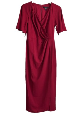 maggy london flutter sleeve faux wrap midi dress Maggy London Flutter Sleeve Faux Wrap Midi Dress Size: 4
