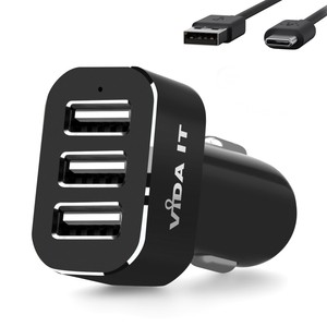 3 Port In Car Charger With Usb C Cable 12 24v For Huawei Nova Plus