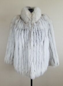 Womens Fur Coat Vintage Blue Fox Stunning Brightened Finland Large | eBay