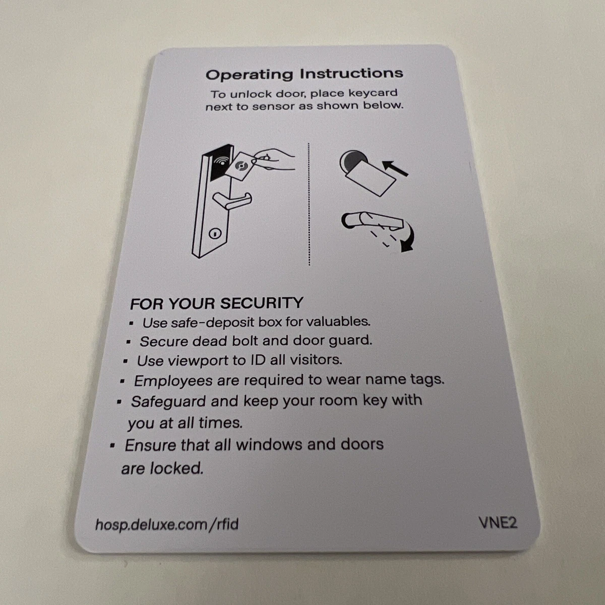 Hotel Room Key Generic Unbranded RFID Card VNE2 Deluxe Memorabilia Collector