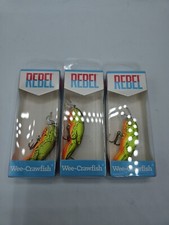 LOT OF 3 REBEL WEE-CRAWFISH Chartreuse/Brown, NIP