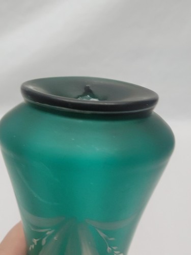 Victorian Satin Cameo Glass Vase Approx 7.5"H Teal Green # 5114 - Picture 11 of 23