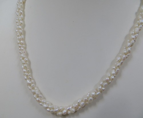 Freshwater Cultured White 3-Strand Twist Rice Pearl Necklace - Picture 18 of 21