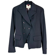 Faconnable Nwt Double Breasted Asymmetric Slant Wool Blend Blazer Size 4 Lined