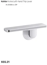 Kohler K-21265-L-CP Irvine Left-hand Trip Lever Polished Chrome