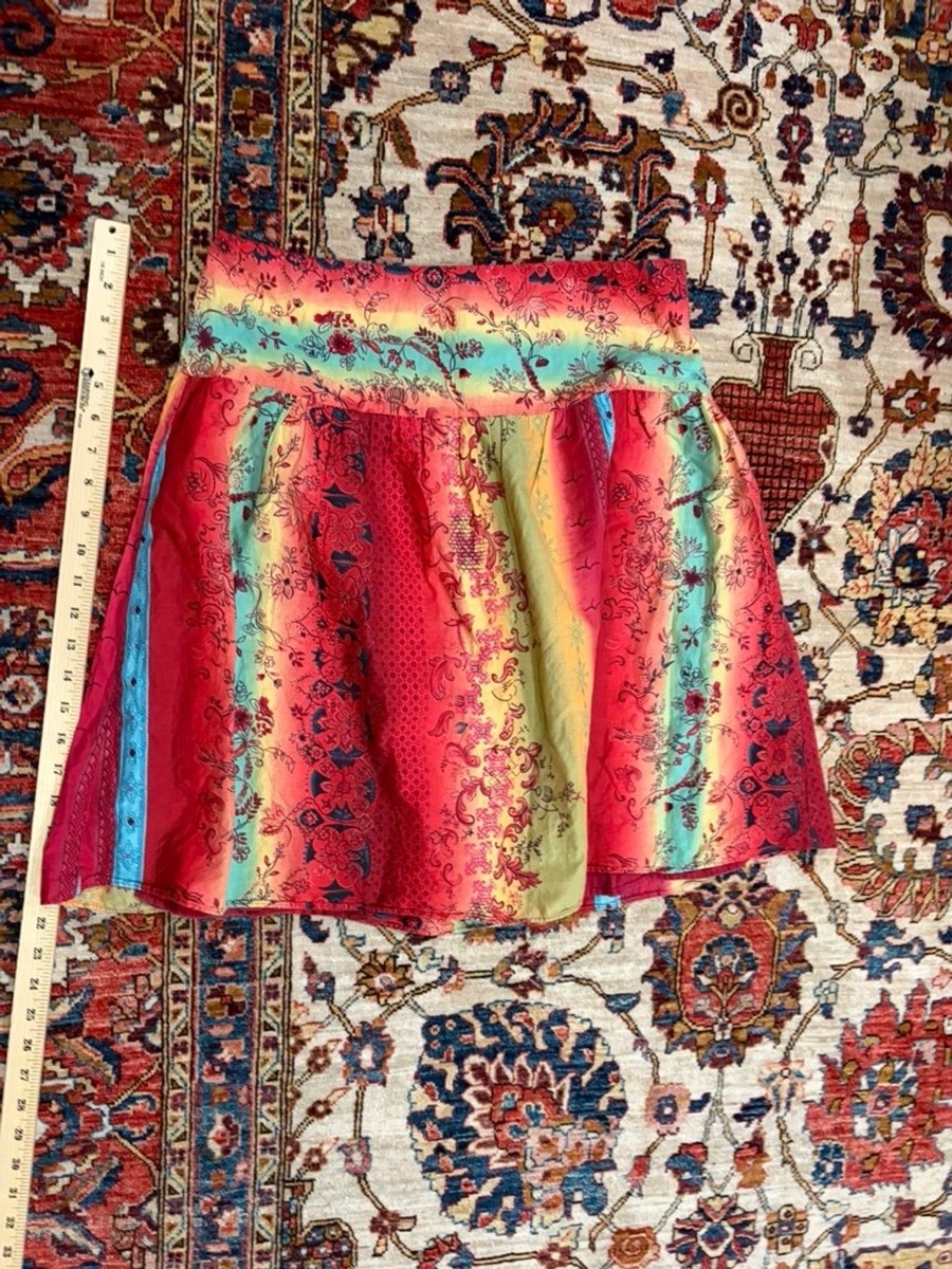 Xhilaration Boho Floral Rainbow Patchwork Mini Skirt Women display picture 2