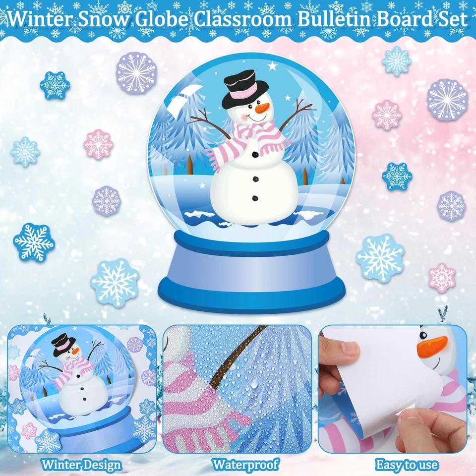 199 Pcs Winter Bulletin Board Decoration Snow Globe Bulletin Board Set Snowma... - Image 3 of 4