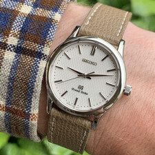 Grand Seiko SBGF029 Textured White Dial Quartz 34.5mm Wristwatch - Mint