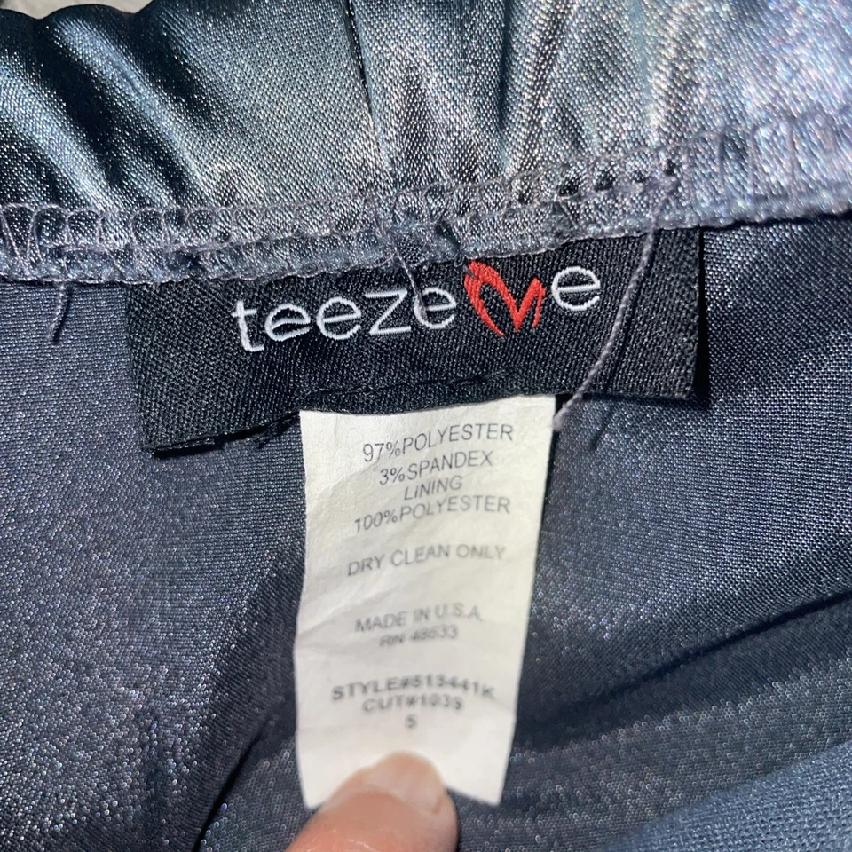 Mini Vestido TEEZE ME Mujer Talla 5 Plateado Sin Tirantes Novia Cóctel Baile de graduación Fiesta Foto 3 de 4