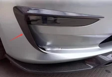 Real Carbon Fiber ART Front Fog Light Lamp Strip Trim For Tesla Model 3 19-2021 