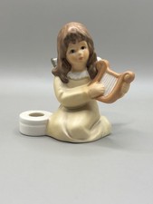 Goebel Engel mit Kerzenhalter und Harfe 42075 champagnerfarben Weihnachten 