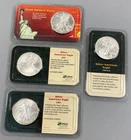 4 US 1ozt .999 Silver Eagle $1 BU 1999 2000 01 2002 toned Littleton package 947