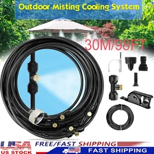 Misting Cooling System 98FT (30M) Misting Line + 30 Brass Mist Nozzles Garden