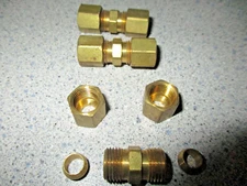 Brass Compression Tube Fitting, Union, 1/4" OD x 1/4" OD,  Package Of 6