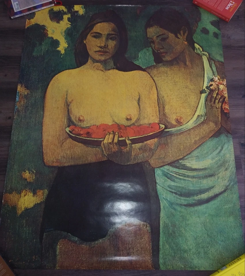 XL Poster Two Tahitian Women by Paul Gauguin 1899 Printed in  California USA - Image 2 of 4
