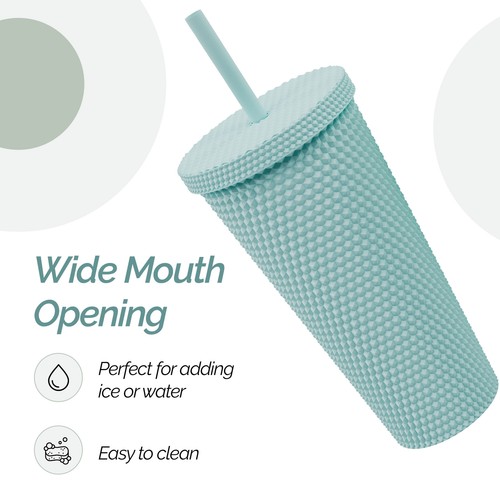 Copco Studded 22 oz. Acrylic Tumblers with Straw Lid, Set of 2 - Aqua & Mint - Bild 4 von 7