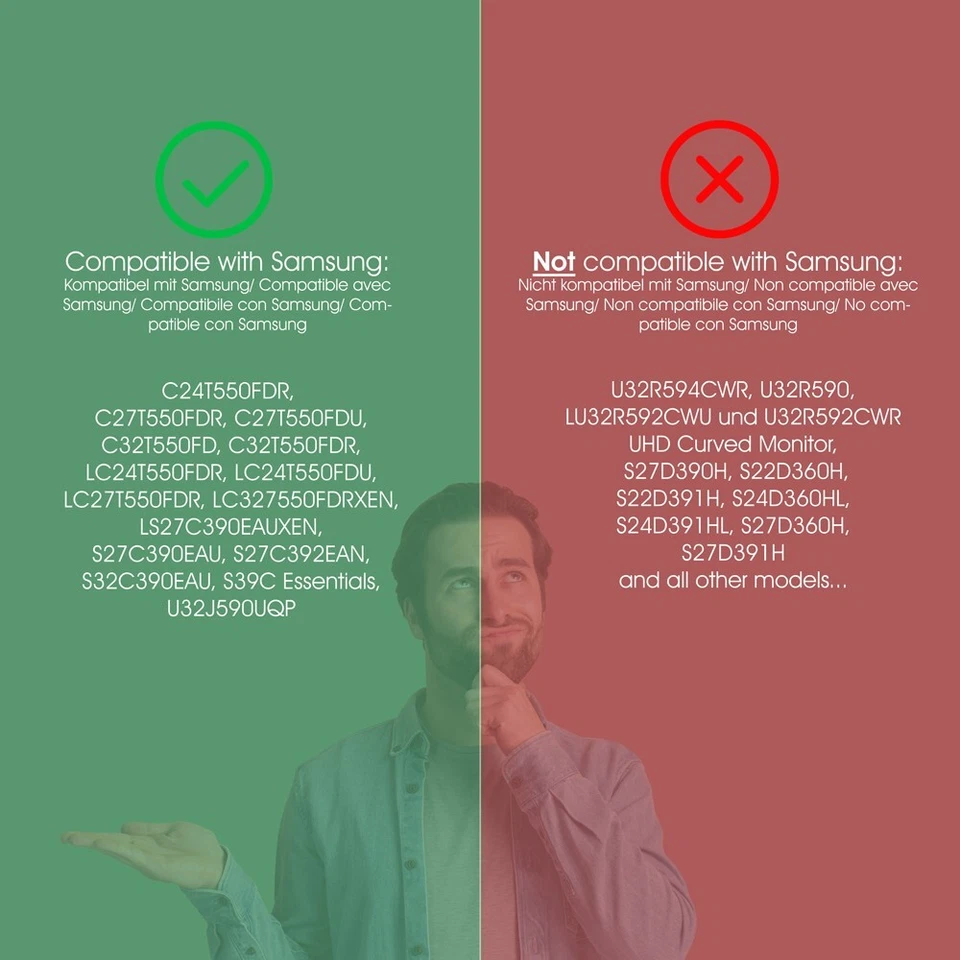 VESA Adapter für Samsung C24T550FDR, C27T550FDR, C32T550FD Monitor - 75x75mm - Bild 2 von 4