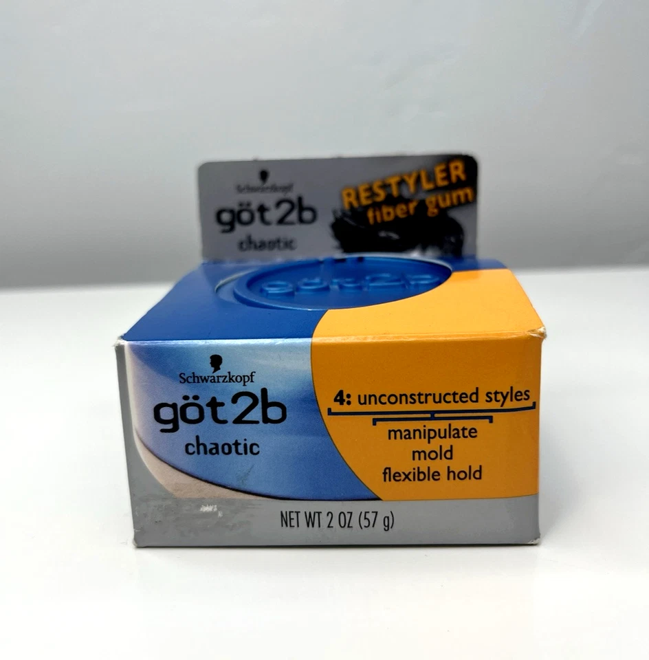 Goma de fibra Schwarzkoft Got2B RESTYLER CHAOTIC 2 oz. Suporte flexível RARO HTF novo - Imagem 2 de 4