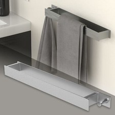 Porte-serviettes sans percer 42 cm argent à coller salle de bain étagère murale