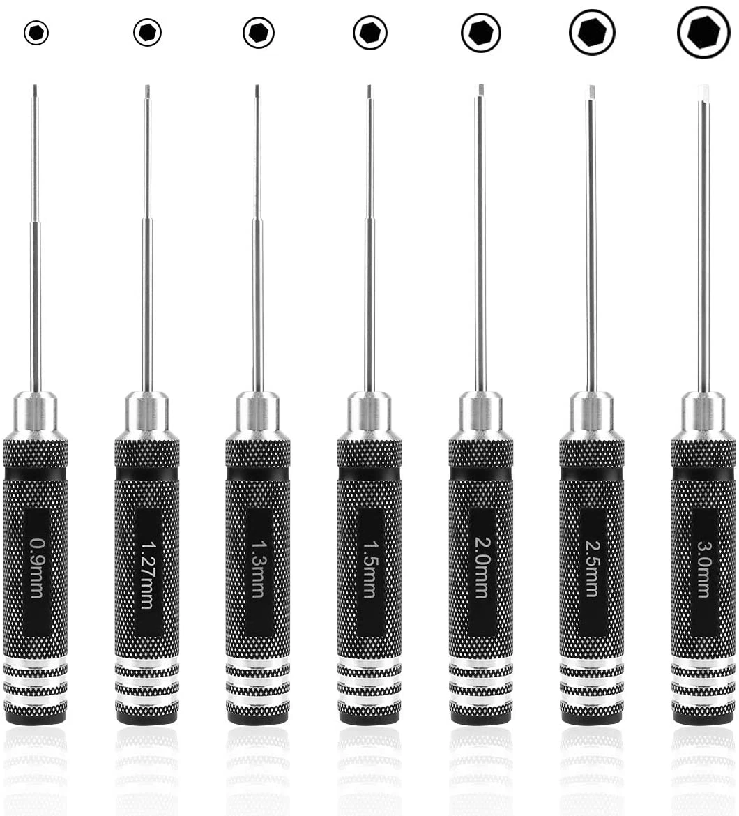 7Pcs Hex Allen Screwdriver Kit 0.9Mm 1.27Mm 1.3Mm 1.5Mm 2.0Mm 2.5