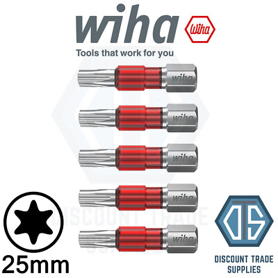 WIHA 42111 TY Bit-Satz TORX T25 - 5er Pack, 29 mm lang Schlagschrauber Schraubenbit