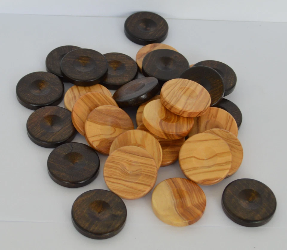 30 Olive Backgammon Checkers - Chips 1.4 inches - High Quality - Image 2 of 2