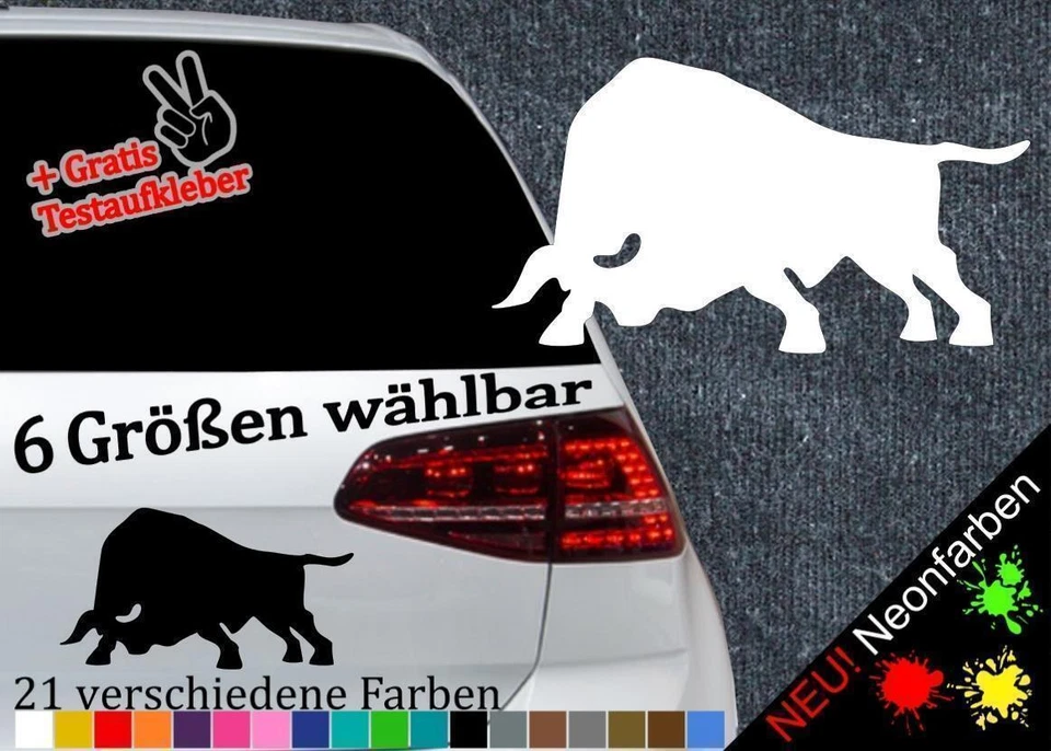 STICKERFREAKS Stier Aufkleber 6 Größen 21 Farben- Taurus El Toro Spanien Silhouette Bulle Rind