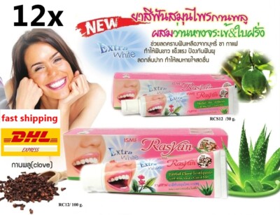 12x100g Rasyan Herbal Toothpaste Whitening Aloe Vera Clove Guava Leaves 
