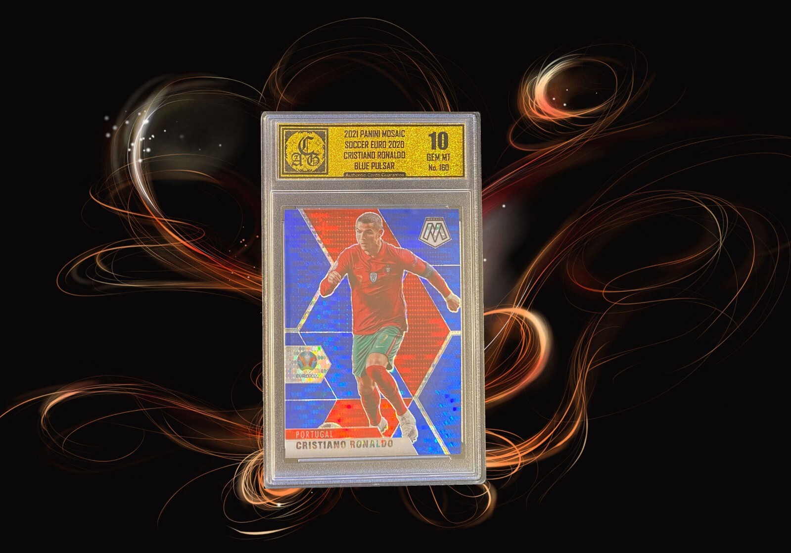 Cristiano Ronaldo 2021 Panini Mosaic Soccer Euro 2020 Blue Pulsar no.160