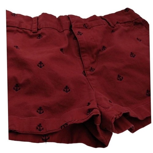 JNY Anchor Print Shorts Casual Summer Nautical Red Shorts Size 8 - Picture 2 of 16