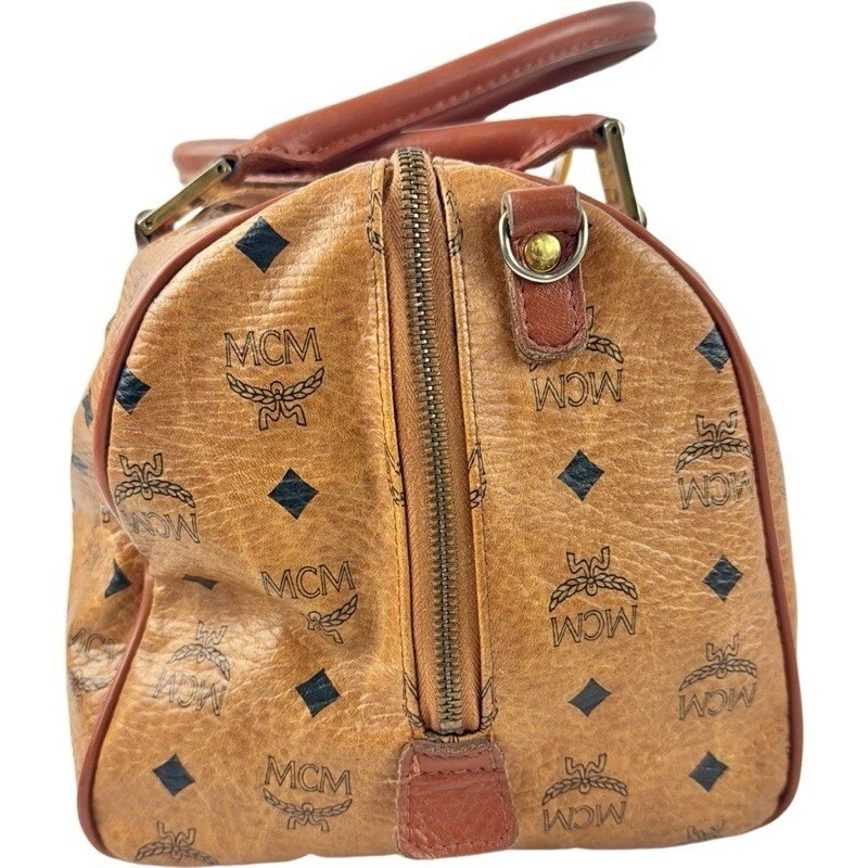 Auténtico Bolso Boston de Hombro MCM Visetos Cuero Marrón Foto 4 de 4