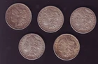 5 Morgan Dollars 1878 1880 1884 1900 1921 90% Silver 2 F/VF 3 VF